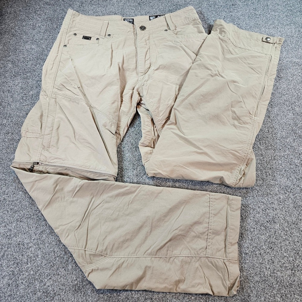 Kuhl Liberator Convertible Stealth Zip Off Pants Mens 33x31 Khaki Tan Hiking